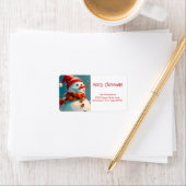 かわいいヴィンテージ雪だるまクリスマス差出人住所 ラベル (インサイチュ)