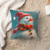 かわいいヴィンテージ雪だるまクリスマス クッション (ブランケット)