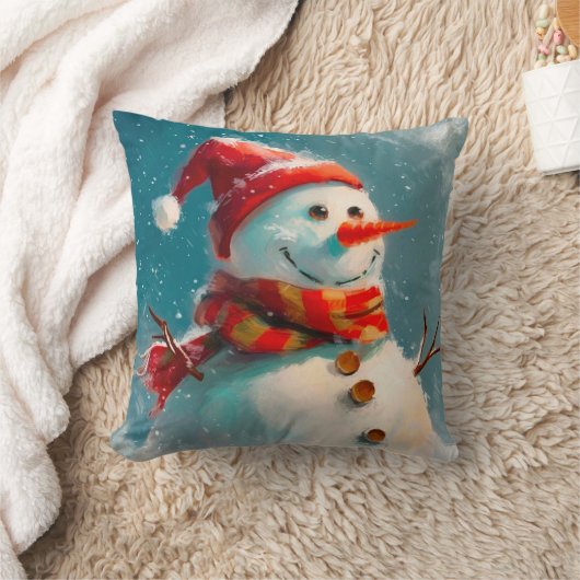 かわいいヴィンテージ雪だるまクリスマス クッション (ブランケット)