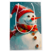 かわいいヴィンテージ雪だるまクリスマス ミディアムペーパーバッグ (正面)