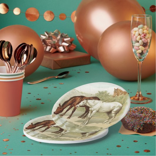 かわいいヴィンテージ馬好きの任意の目的パーティープレート ペーパープレート (複数)