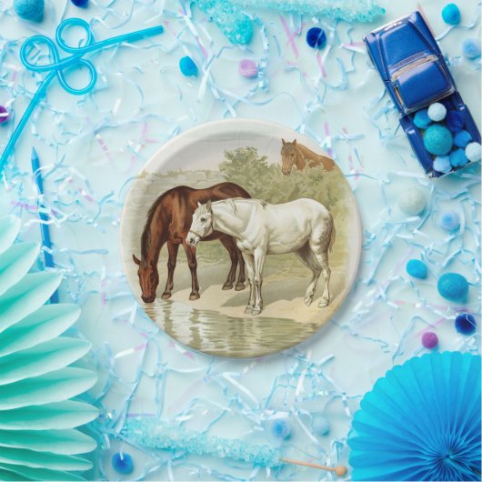 かわいいヴィンテージ馬好きの任意の目的パーティープレート ペーパープレート (パーティー)