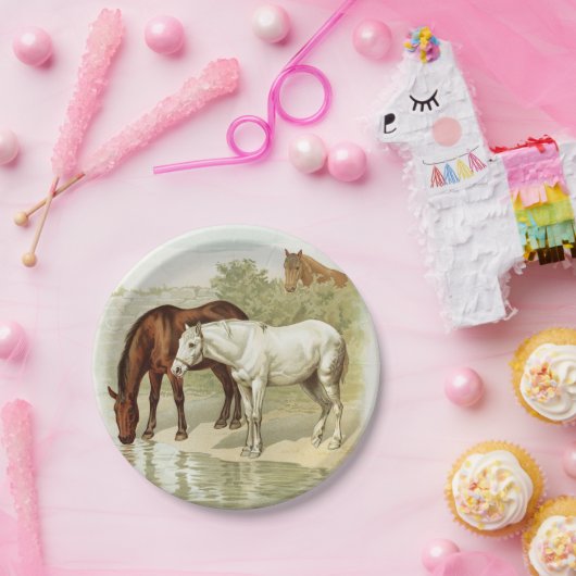 かわいいヴィンテージ馬好きの任意の目的パーティープレート ペーパープレート (パーティー)