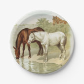 かわいいヴィンテージ馬好きの任意の目的パーティープレート ペーパープレート (正面)