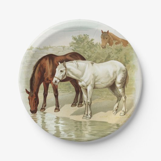 かわいいヴィンテージ馬好きの任意の目的パーティープレート ペーパープレート (正面)