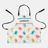 かわいいヴィンテージ鳥のパターンの子ども エプロン (正面)