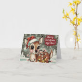 かわいいヴィンテージ鹿のクリスマス カード (黄色い花)