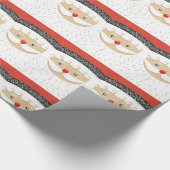 かわいいヴィンテージ1950年代のサンタ顔クリスマス ラッピングペーパー (角)