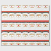 かわいいヴィンテージ1950年代のサンタ顔クリスマス ラッピングペーパー (フラット)