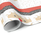 かわいいヴィンテージ1950年代のサンタ顔クリスマス ラッピングペーパー (ロールコーナー)