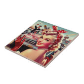 かわいいヴィンテージ1950s少女 タイル (側面)