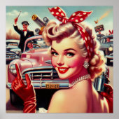 かわいいヴィンテージ1950s少女 ポスター (正面)