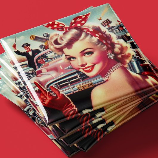 かわいいヴィンテージ1950s少女 マグネット