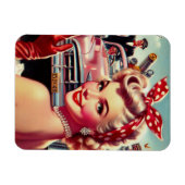 かわいいヴィンテージ1950s少女 マグネット (横)