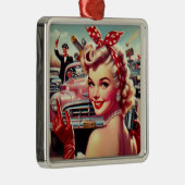 かわいいヴィンテージ1950s少女 メタルオーナメント (右)