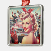 かわいいヴィンテージ1950s少女 メタルオーナメント (左)