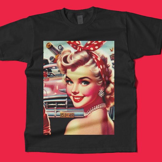 かわいいヴィンテージ1950s少女 tシャツ