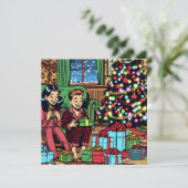 かわいいヴィンテージ2人のクリスマスパーソナライズされた シーズンカード (スタンド正面)