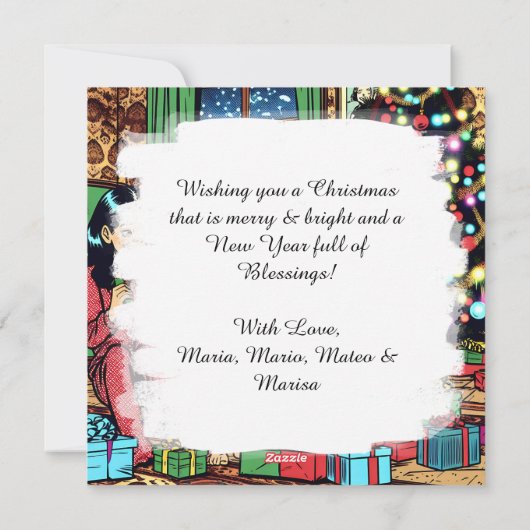 かわいいヴィンテージ2人のクリスマスパーソナライズされた シーズンカード (裏面)