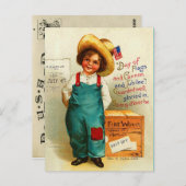 かわいいヴィンテージ7月4日 ポストカード (正面/裏面)