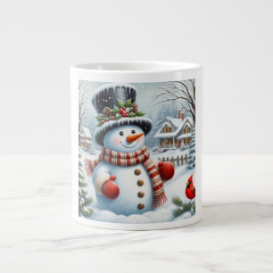 かわいいヴィンテージ/お洒落クリスマス/冬雪だるま ジャンボコーヒーマグカップ