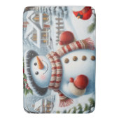 かわいいヴィンテージ/お洒落クリスマス/冬雪だるま バスマット (正面縦)