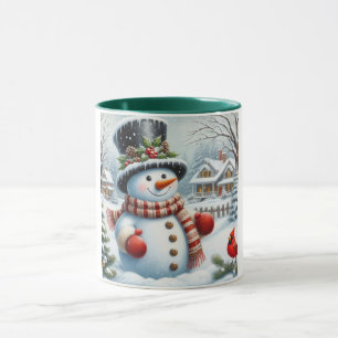 かわいいヴィンテージ/お洒落クリスマス/冬雪だるま マグカップ