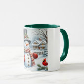 かわいいヴィンテージ/お洒落クリスマス/冬雪だるま マグカップ (正面右)