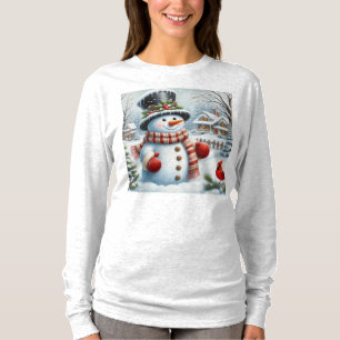 かわいいヴィンテージ/お洒落クリスマス/冬雪だるま Tシャツ