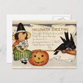 かわいいヴィンテージ ハッピーハロウィン グリーティング ポストカード (正面/裏面)