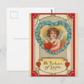 かわいいヴィンテージ バレンタインデー ビクトリアン エンジェル ラブ ポストカード (正面/裏面)