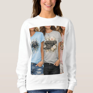 かわいいヴィンテージ フラワー グラフィック ガールズTシャツ スウェットシャツ