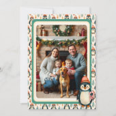 かわいいヴィンテージ ペンギン家族の写真 シーズンカード (正面)