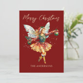 かわいいヴィンテージ ホリデー フェアリー ホリデー シーズンカード (スタンド正面)
