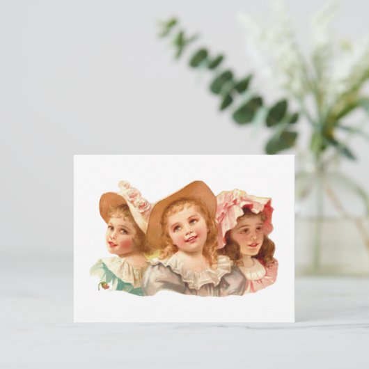 かわいいヴィンテージ レトロガール ポストカード (スタンド正面)