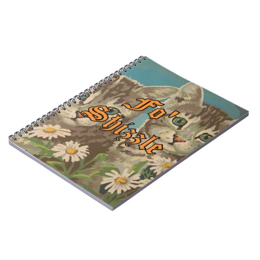 かわいいヴィンテージPBN猫とデイジーノートおもしろい ノートブック (左側)