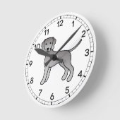 かわいいヴェイマラナー犬のイラスト ラウンド壁時計 (傾斜)