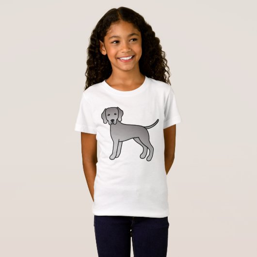 かわいいヴェイマラナー犬のイラスト Tシャツ (正面フル)