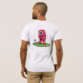 かわいい一つ目のピンクのモンスターのゴルフ漫画 Tシャツ (裏面フル)