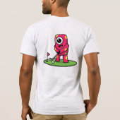 かわいい一つ目のピンクのモンスターのゴルフ漫画 Tシャツ (裏面)