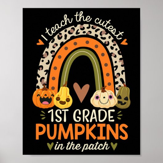かわいい一年生のかぼちゃを教える ハロウィン Tシャツ ポスター (正面)