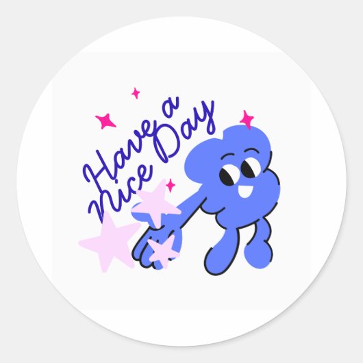 かわいい一日を カワイイ キャラクターステッカー ラウンドシール (正面)