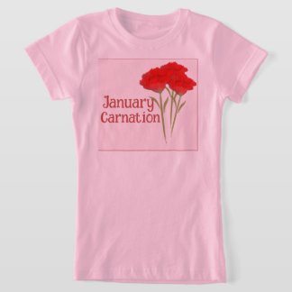 かわいい一月のカーネーションの花の誕生日キッズ Tシャツ