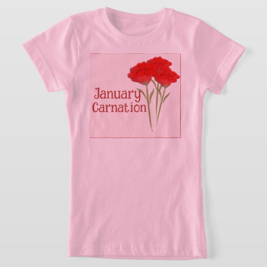かわいい一月のカーネーションの花の誕生日キッズ Tシャツ (レイダウン)