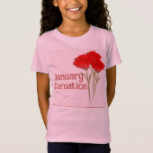 かわいい一月のカーネーションの花の誕生日キッズ Tシャツ (正面)