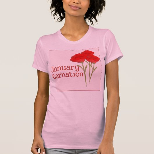 かわいい一月のカーネーションの誕生日 Tシャツ (正面)