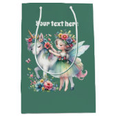 かわいい一角妖精のカスタマイズ可能な大きな抱き枕 ミディアムペーパーバッグ (正面)