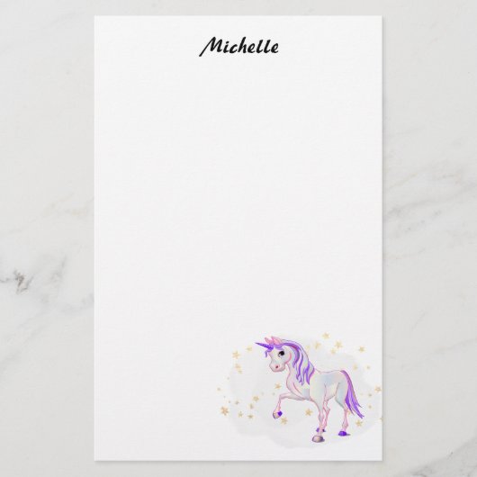 かわいい一角星と星の文房具 便箋 (正面)