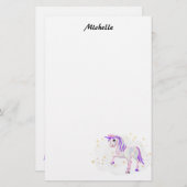 かわいい一角星と星の文房具 便箋 (正面/裏面)