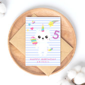 かわいい一角猫カスタム- Age Kids's誕生日 ポストカード